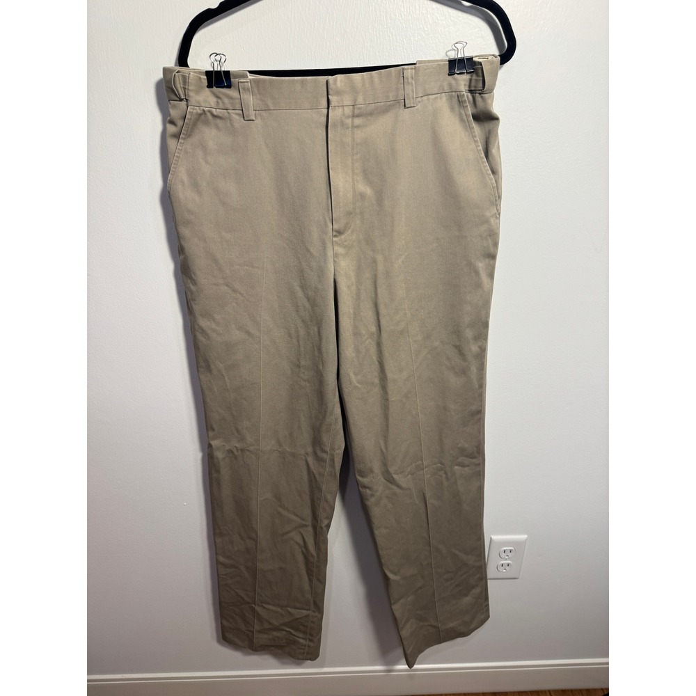 LL Bean Mens Chino Pants Khaki Tan Flat Front Straight Leg Trousers 31 Inseam